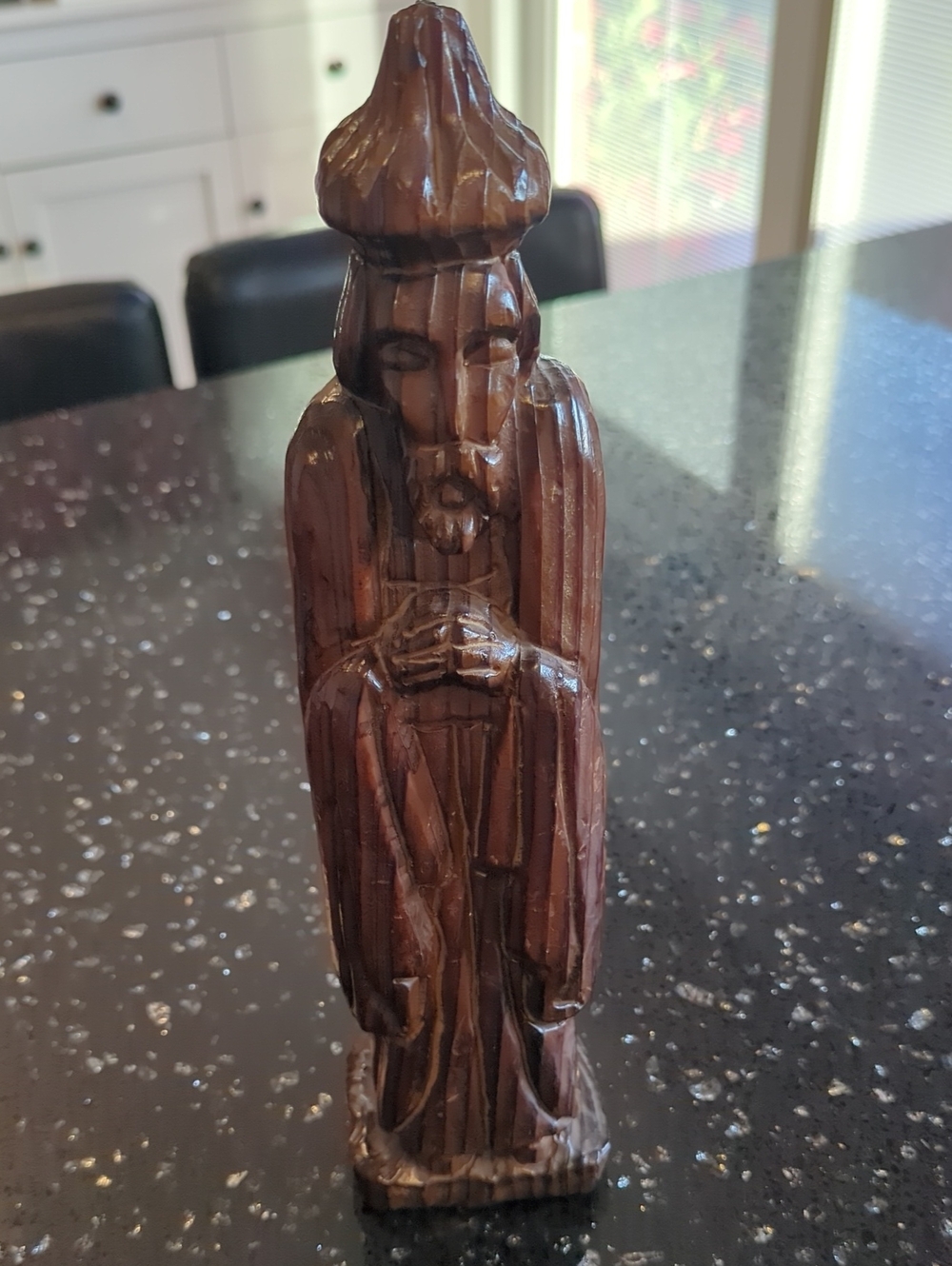 Hand-Carved Wooden Monk Figure Vintage